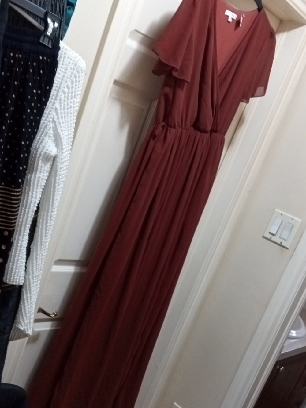 $10>>Baltic Born Rust Red Wrap Maxi Dress